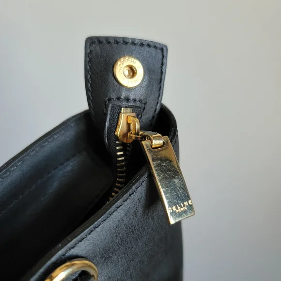 Celine Black Leather Bag - Céline Handbag w/ D-rings - Picture 8 of 12